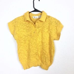 Vintage SML sport yellow collared sweater top size medium academia retro